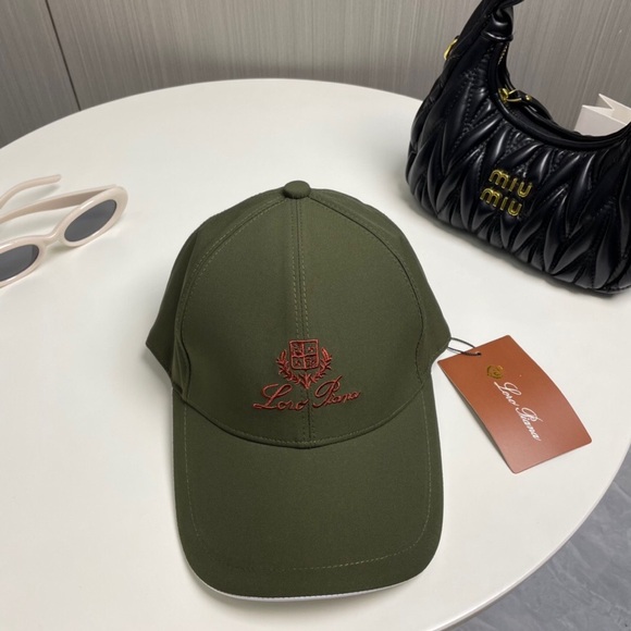 👒🎩Loro Piana Green With Brown Logo Embroidered Baseball Cap - Picture 4 of 9